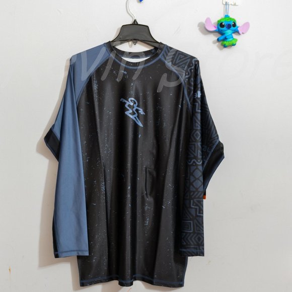Da Hui Mens‎ Long Sleeve Rash Guard  Black/Blue - Picture 1 of 6